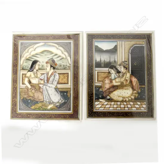 A pair of Indian miniature paintings on ivory leaf
