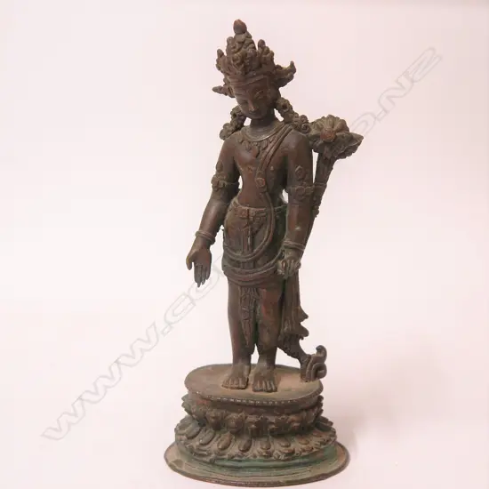An antique Indian bronze of Vishnu