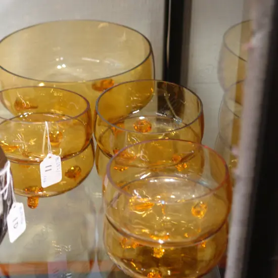 VINTAGE YELLOW GLASS DESSERT SET