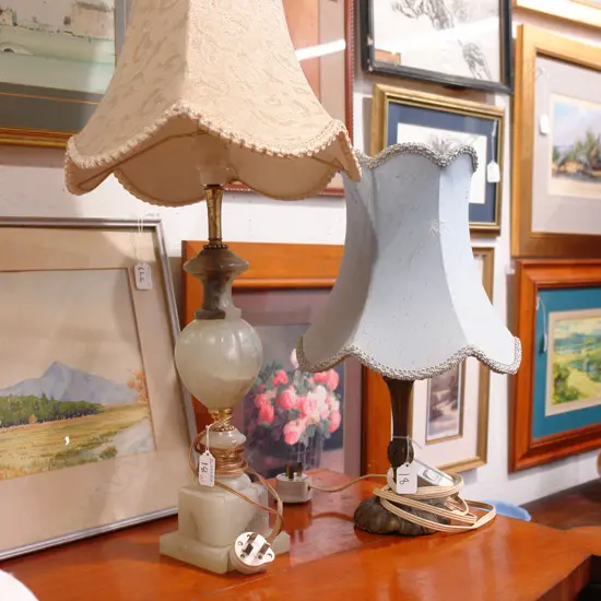 2 SIDE LAMPS ALABASTER ETC