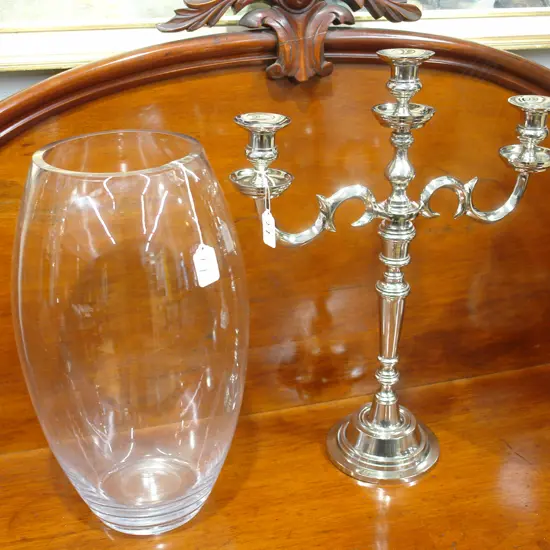 MODERN CANDELABRA + GLASS VASE