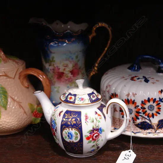 2 TEAPOTS?JUG +WEDGE WORCESTER ETC 