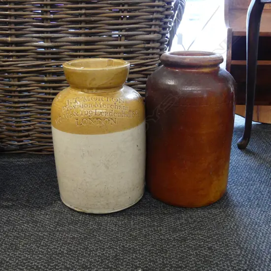 2 STONEWARE JARS - LUKE ADAMS