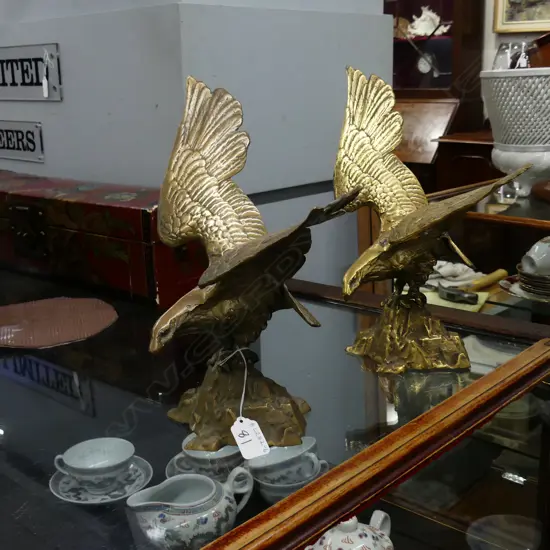 PAIR OF BRASS EAGLES