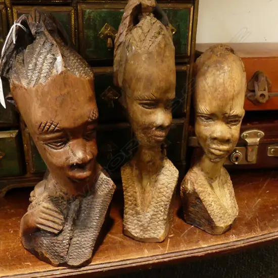 3 AFRICAN EBONY CARVINGS
