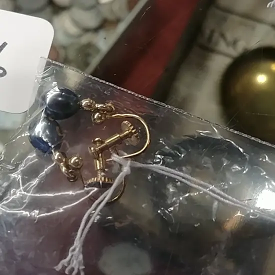 PAIR SILVER GILT AND BLACK PEARL EARRINGS