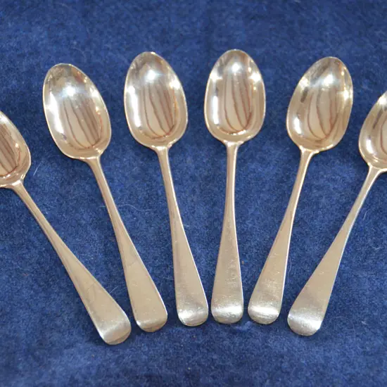 6 SILVER EGG SPOONS 1907