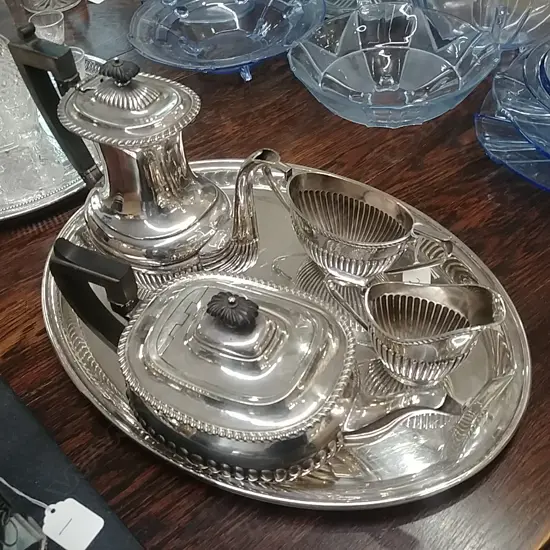 EPNS TEA SET ON TRAY`