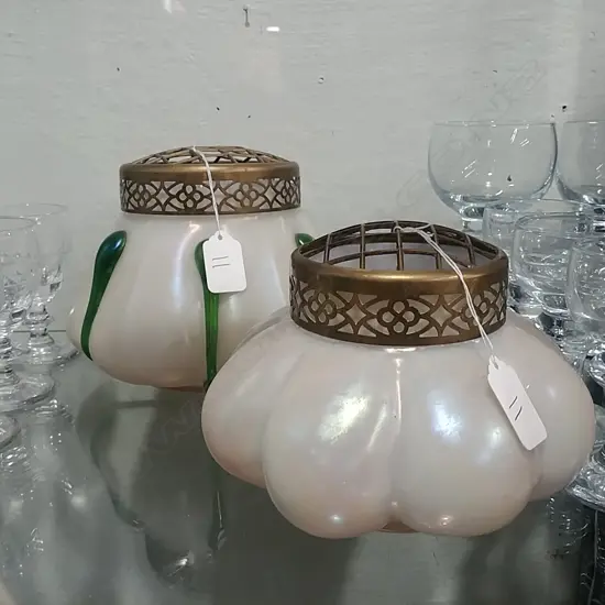 2 ART NOUVEAU POSY VASES 1 A/F