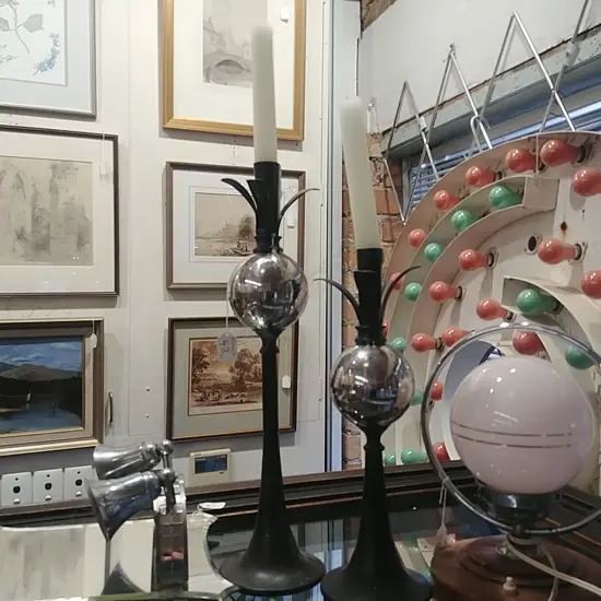 PR OF METAL DECORATIVE CANDLESTICKS