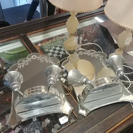 PR OF VENETIAN MIRRORED WALL SCONCES