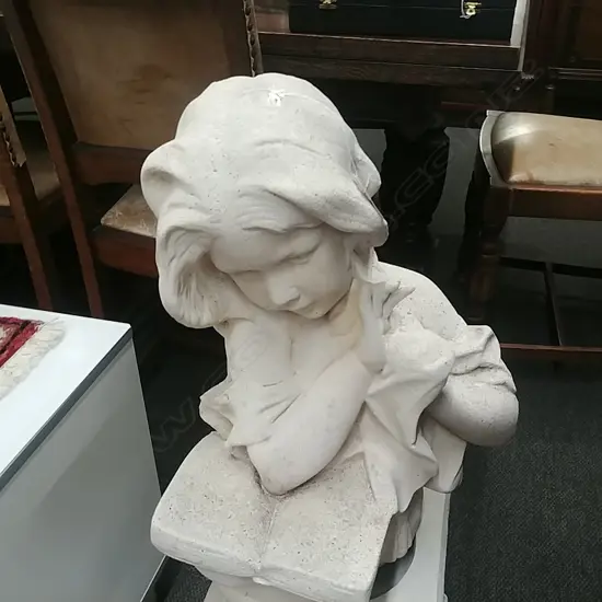 STONE BUST - GIRL W/ BOOK