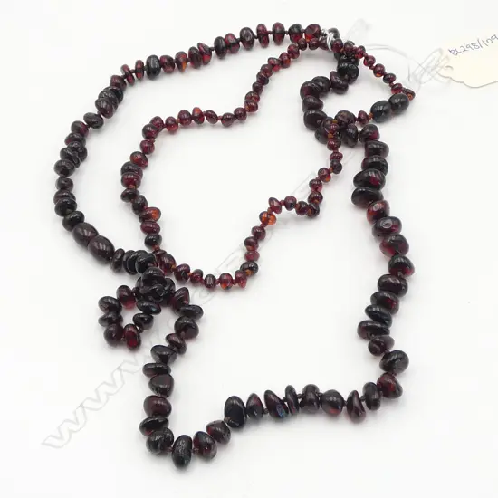 DARK AMBER SMALL BEAD NECKLACE + OTHER SMALLER