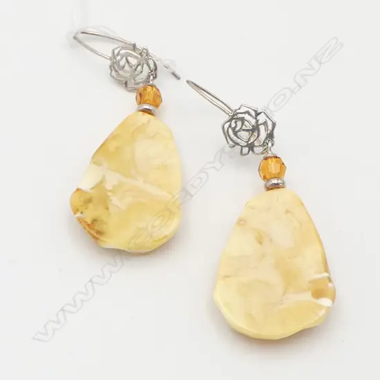 PR SILVER & AMBER EARRINGS