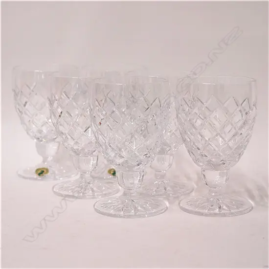 A set of six Waterford crystal claret glasses