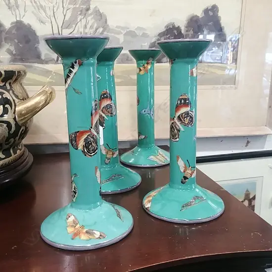 4 CHINESE PORC CANDLESTICKS