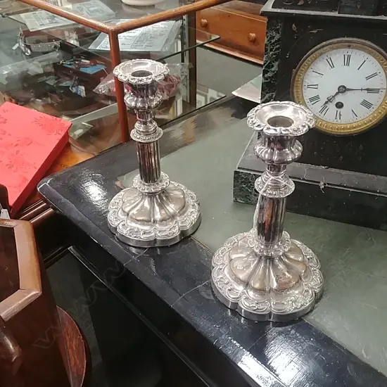 PR SHEFFIELD PLATE CANDLESTICKS