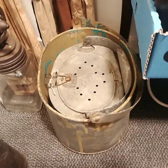 EARLY VINTAGE GALVANISED LIVE BAIT BUCKET