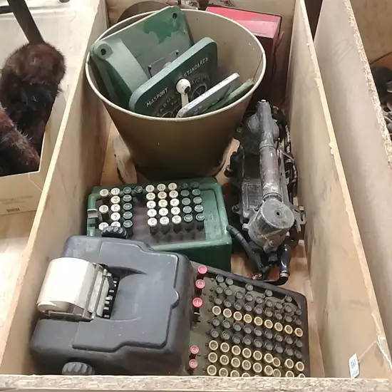 BOX ADDING MACHINES & JAP MILITARY RADIO