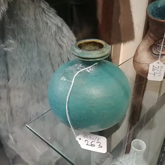 SMALL GRAHAM STORM GREEN GLAZED VASE