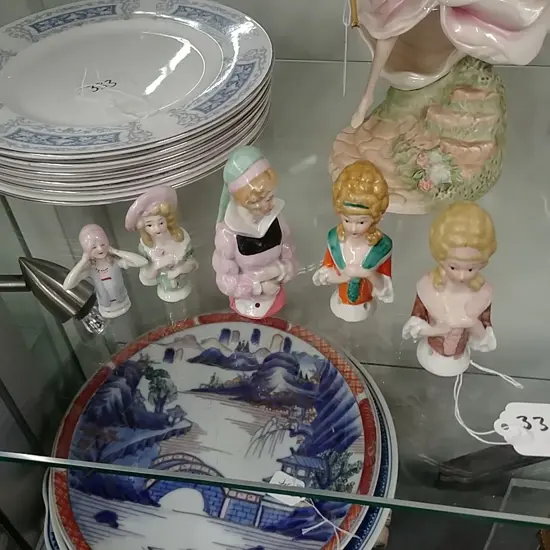 5 PORCELAIN HALF DOLLS