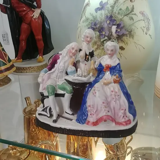 DRESDEN STYLE FIGURE GROUP THE CHESS PLAYERS