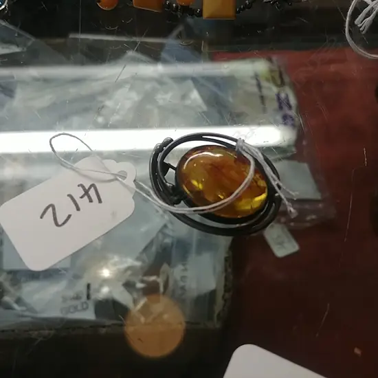 ART NOUVEAU AMBER & SILVER BROOCH