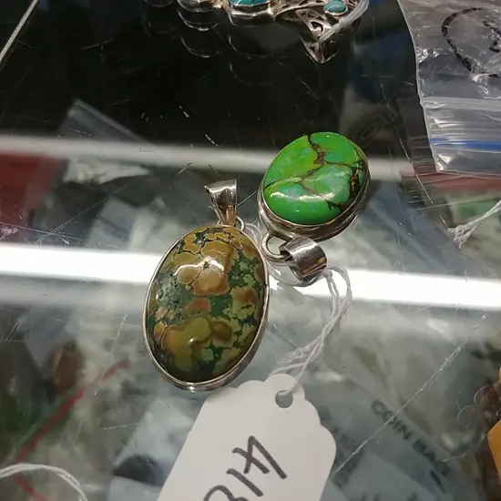 2 TURQUOISE & SILVER PENDANTs
