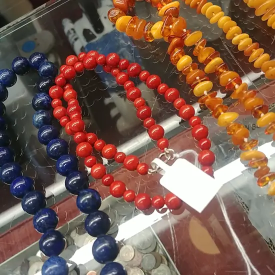 DYED RED CORAL NECKLACE WITH SILVER CLASP
