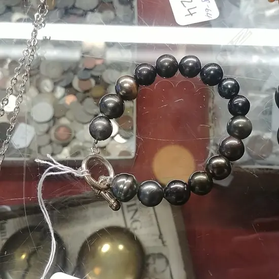SEMI BAROQUE BLACK PEARL BRACELET