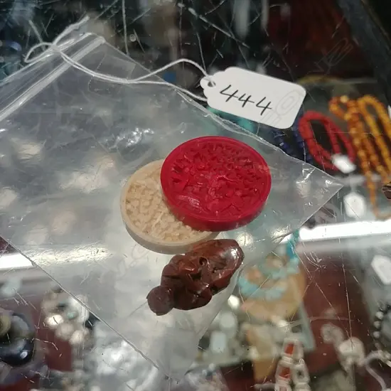 2 CHINESE CARVED IVORY DRAUGHTS & PEACH PIP