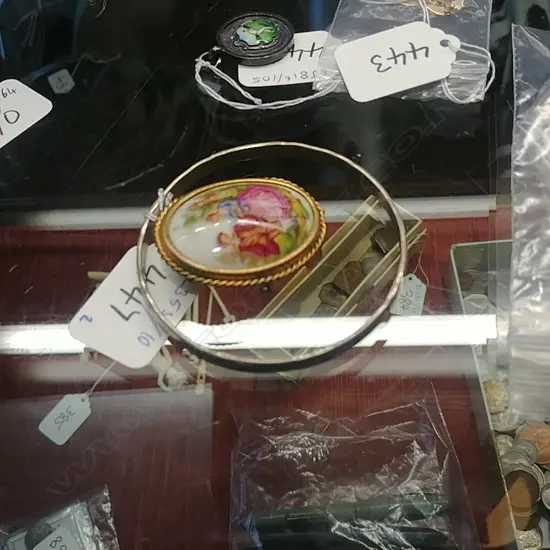 LIMOGE BROOCH + MEXICAN SILVER BANGLE 