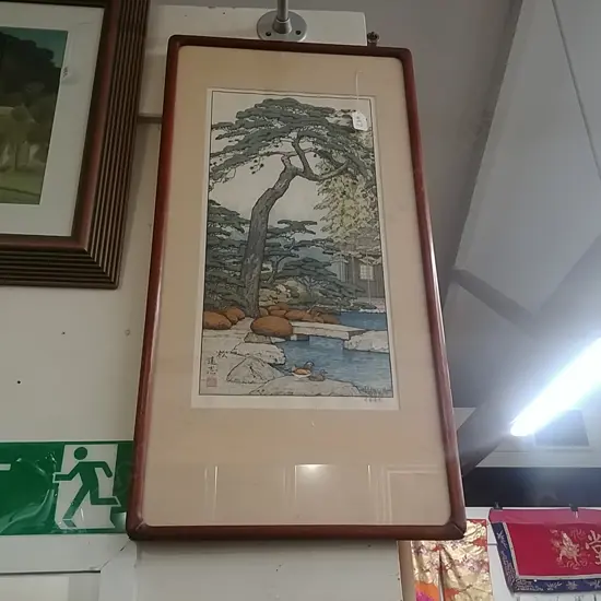 TOSHI YOSHIDA WOODBLOCK PRINT  - 'THE FRIENDLY GARDEN'