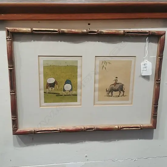 FRAMED H/COLOURED DIPTYCH ARTWORK