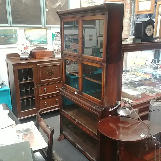 AN OAK GLOBE WERNICKE TYPE BOOKCASE