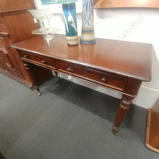 19THC MAHOGANY 2 DRAWER SIDE TABLE