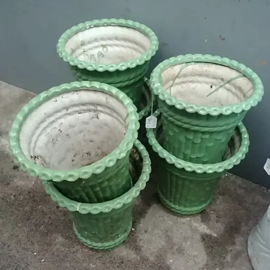 6 SMALL GREEN BAMBOO PLANT POTS 