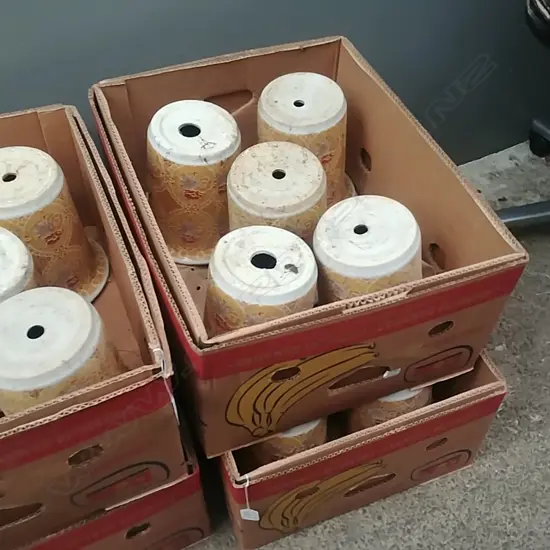 2 BOXES OF SMALL YELLOW PLANT POTS 