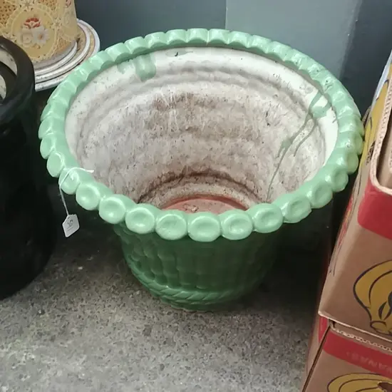 LARGE GREEN BAMBOO STYLE PLANT POT