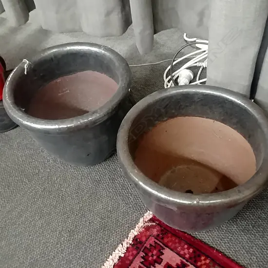 PR DARK GLAZED GARDEN POTS ROLLED RIM