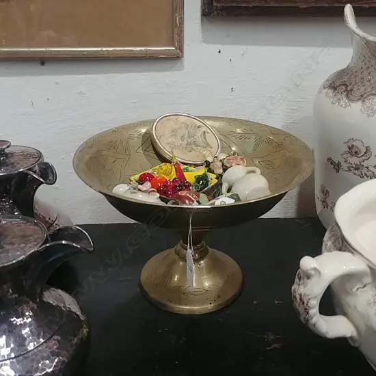 BRASS TAZA AND CONTENTS 