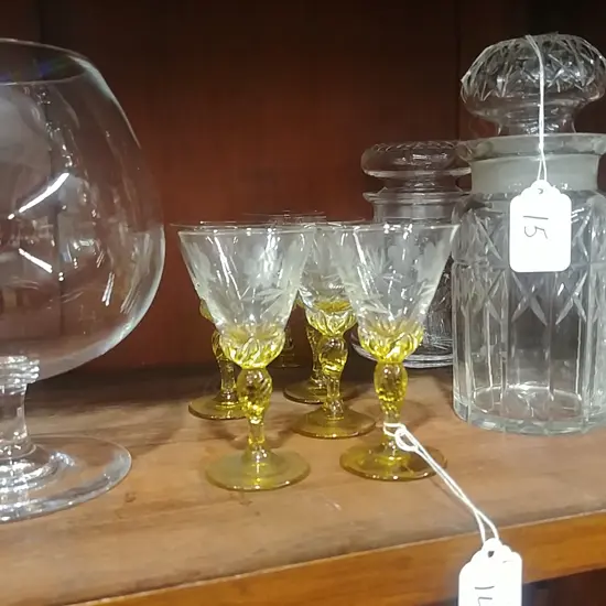 6 ETCHED SHERRY GLASSES