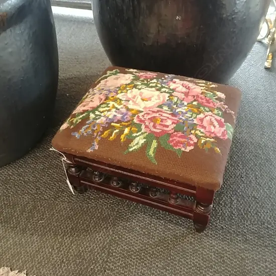 TAPESTRY TOPPED FOOTSTOOL