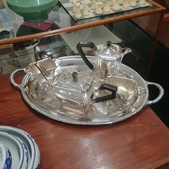 EPNS ART DECO TEA SET ON TRAY 