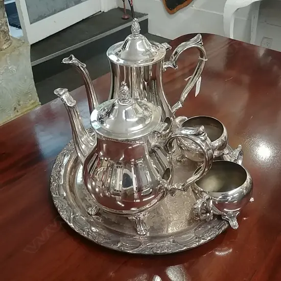 EPNS TEA SET ON TRAY 