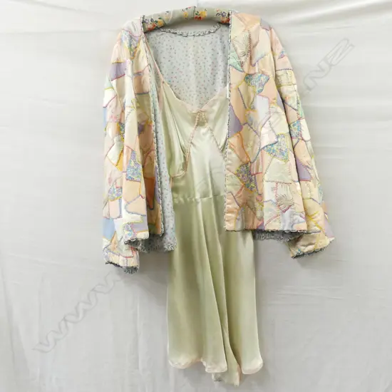 1930 SATIN CHEMISE & PATCH BED JACKET