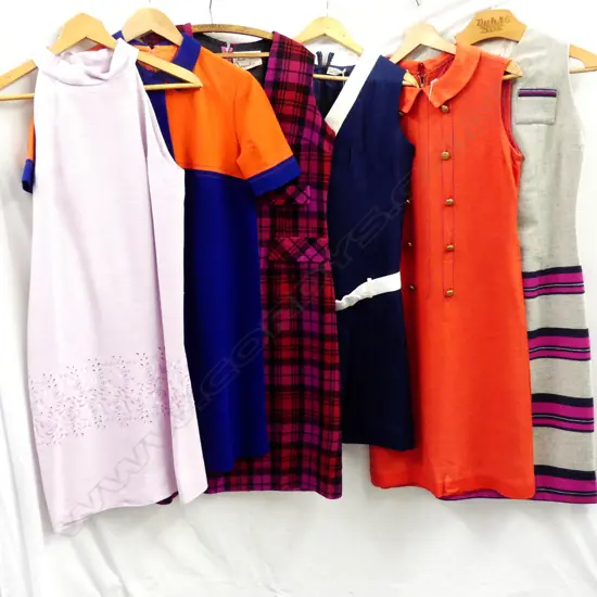  3 LINEN AND 3  WOOL CLASSIC 1960 DRESSES