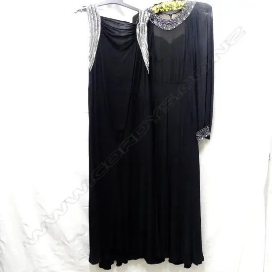 2 BLACK BEADED EVENING GOWNS