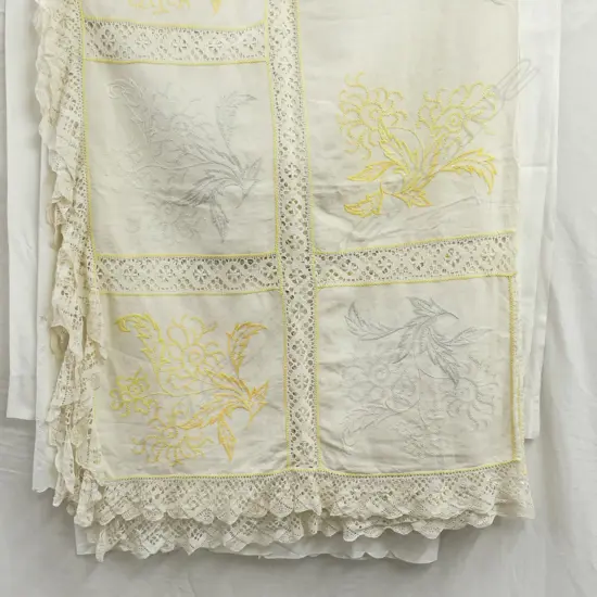 2 DOUBLE BEDSPREADS HAND WORK & P/C