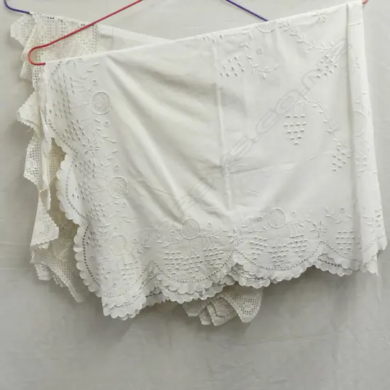 2 LARGE EXQUISITE EMB. TABLE CLOTHS